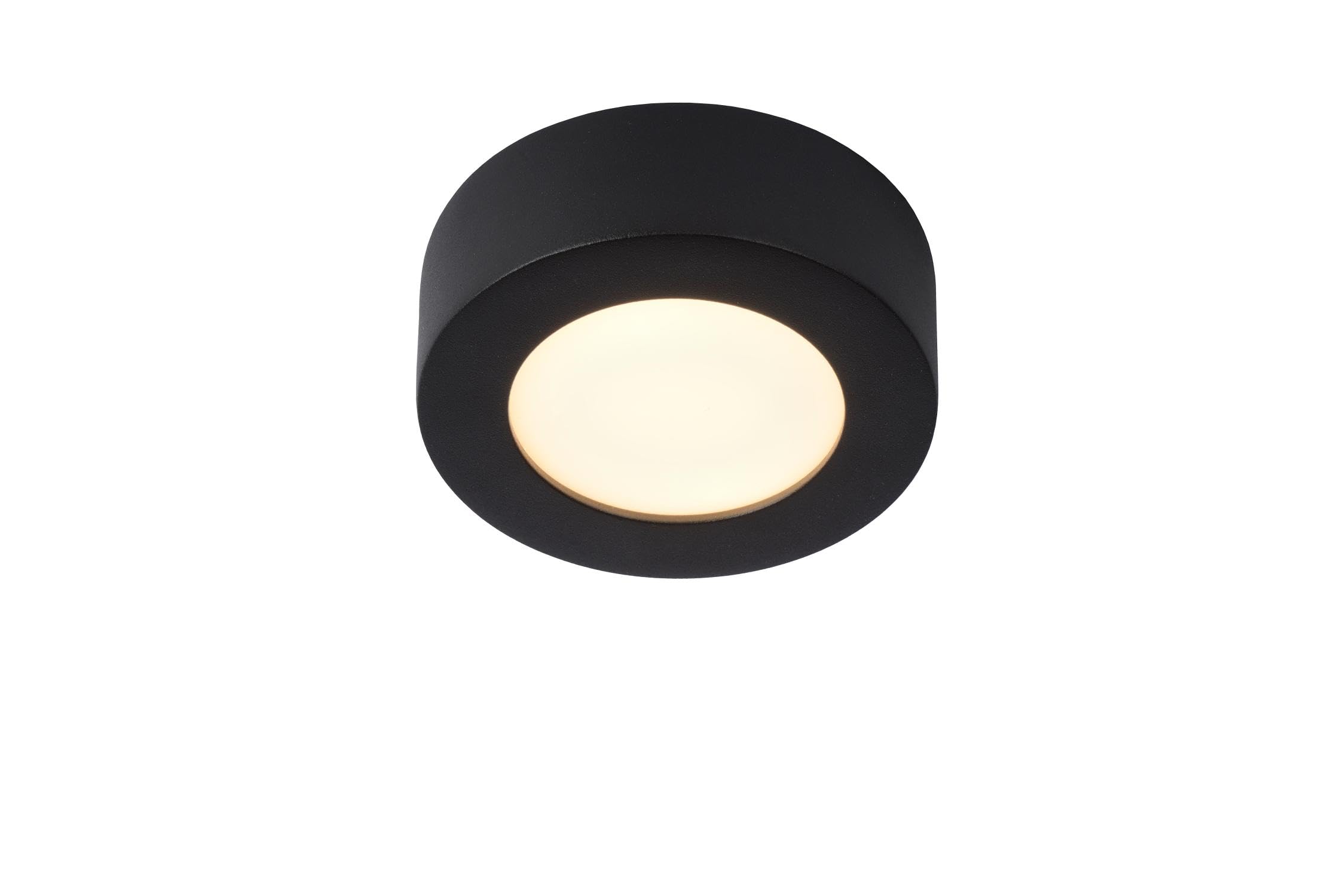 LUCIDE Brice-LED - Flush Ceiling Light Bathroom - Ø 11,7 cm - LED Dim. - 1x8W 3000K - IP44 - Black