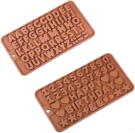 Food Grade Silicone Chocolate Cake Mold, Letter &amp; Number Shapes, Non-stick, Non-toxic, tasteless, High Temperature Resistance, Brown