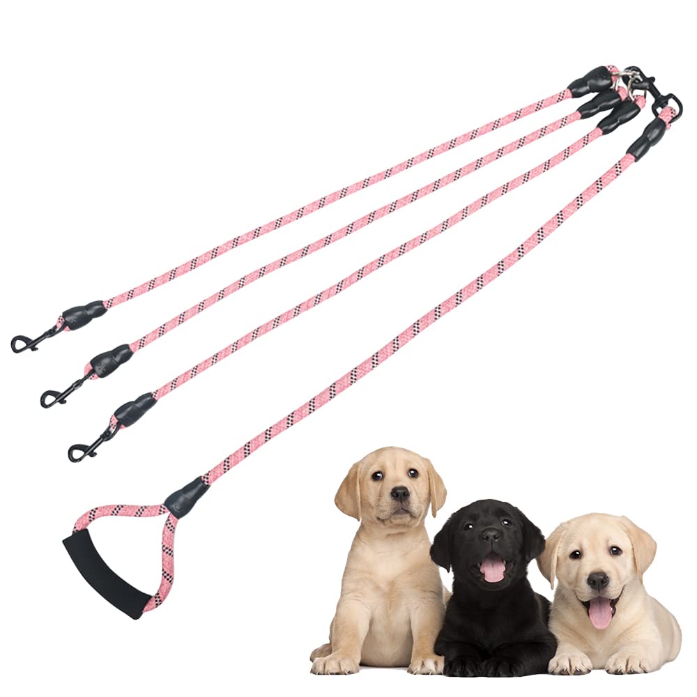 Photo 1 of 3 Way Dog Leash, Reflective Heavy Duty Dog Lead Leash for Small Medium Large Dogs, Rope Dog Leash, 360° Swivel Tangle Free with Comfortable Handle, Support Add to Multiple Rope