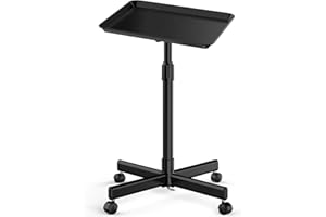 ORSUCCDE Salon Tray on Wheels, Premium Aluminum Tattoo Tray Rolling Tray, Adjustable Salon Service Rolling Trolley Cart for Clinic Spa(36inch-Black)