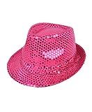 Colorful Sequined Fedora Hat (Pink)