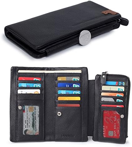 Vintage Brown Leather Trifold Wallet Men Black Zip Bifold Full-Size Wallet By Encantado