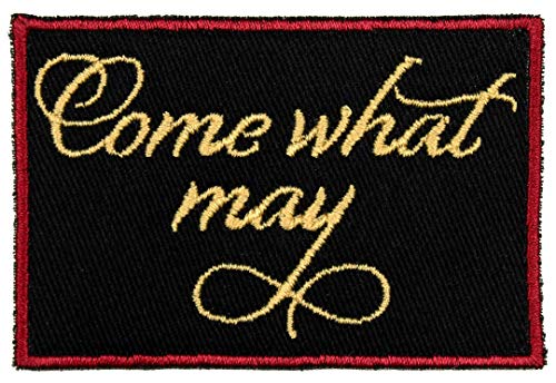 Come What May Musical Theater Iron On Patch Applique - Nonmetallic Champagne Gold, Red, Black - 3
