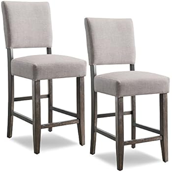Leick Upholstered Back Counter Height Barstool (Set of 2), Grey