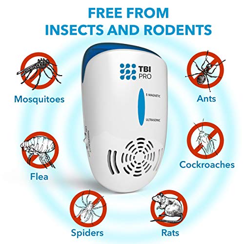 TBI Pro Ultrasonic Pest Repeller Wall Plug-in - Effective Electromagnetic and Ionic Indoor Anti Mouse, Ant, Mosquito, Cockroach Control - Safe Device, Night Light - 4000 Sq. Ft (2-Pack)