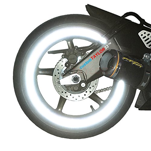 customTAYLOR33 All Vehicles White/Silver/Chrome High Intensity Grade Reflective Copyrighted Safety Rim Tapes (Must select your rim size), 12"/13" (Combination Rim Size)