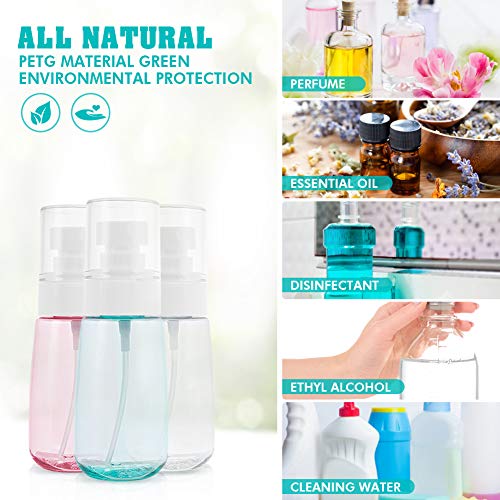 MAQUITA Spray Bottles, 6 pack Perfume Atomisers Bottle 3 colors Fragrance Bottle Travel Atomiser Mini Size Refillable Liquid Containers (60ml)