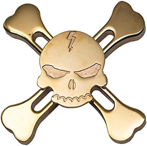 NDM SKULL Hand Spinner Fidget EDC toy, Brass, Premium R188 Bearing High Precision, 2 - 5 minutes spins, relieves your stress, ADHD, anxiety, improve focus and attention