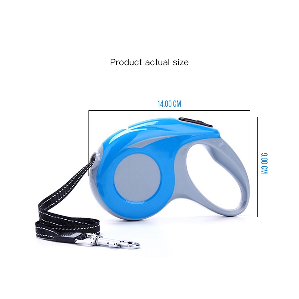 LXZDL Retractable Dog Leash, 16ft Dog Walking Leash for Large Medium Small Dogs up to 110 lbs, Tangle Free, Soft Hand Grip, Reflective Ribbon Cord, One Button Brake & Lock-Blue