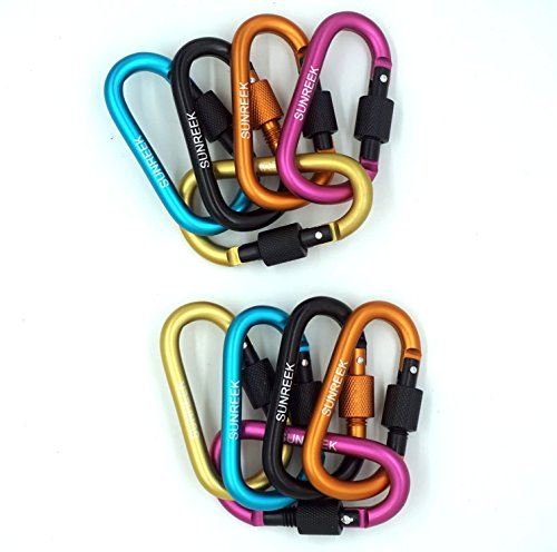 SUNREEK Aluminum D-ring Key Chain Clip Carabiner - Random Color(10 pcs)