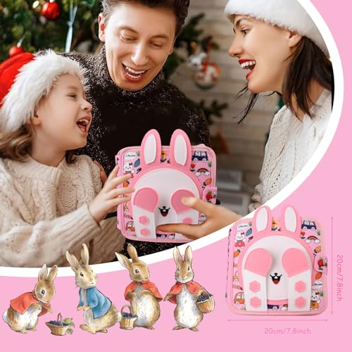 AYSOW Busy Board Montessori Age 1 Year - Busy Montessori Rabbit Book, Portable Sensory Educational Toy, Develops Fine Motor Skills, Travel Toys for Toddlers, Gift Idea for Baby Boy Girl