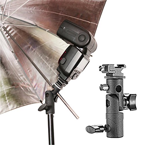 Camera Flash Speedlite Mount Stand and Umbrella Holder Mount 180°Swivel Light Stand E Type Light Bracket for Camera DSLR Nikon Canon Pentax Olympus and Other DSLR Flashes Studio Light LED Light - Thumbnail 3