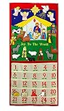 Pockets of Learning Joy to The World Traditional Nativity Advent Calendar, Holiday Décor, Crèche Manger Scene, Christmas Fabric Wall Hanging, Seasonal Cloth Countdown