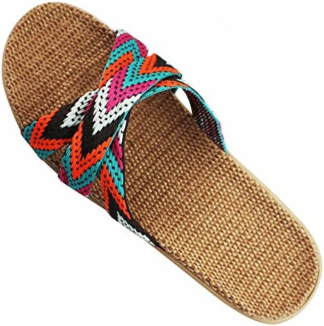 Women Flip Flop Sandals Linen with Colorful belt- Purple. Size:6B(M)US
