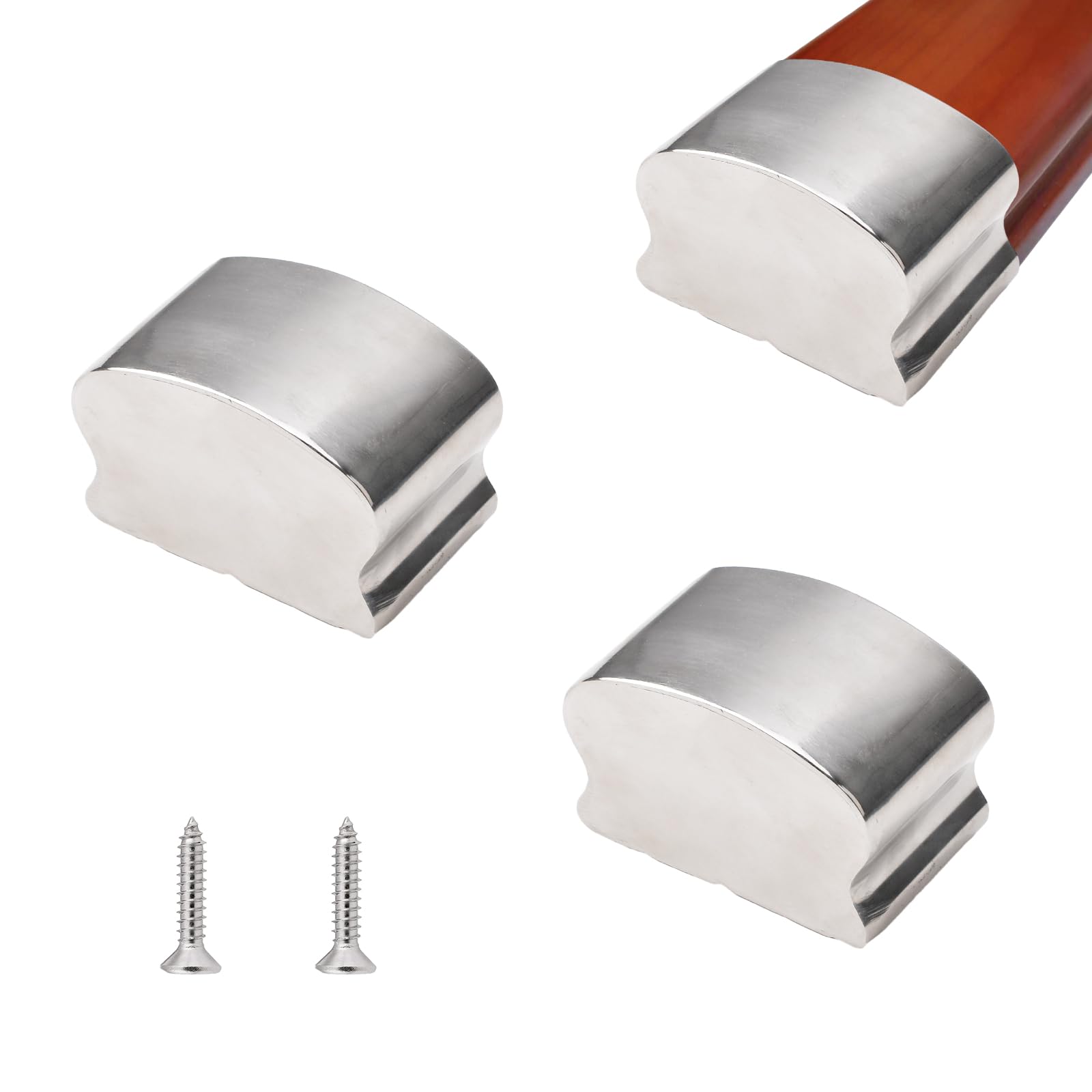 UFURMATE Handrail End Cap, 2PCS Stainless Steel Horseshoe Shaped Handrail End Caps Staircase Steps Hand Rail End Cover Handrail Fittings Protectors