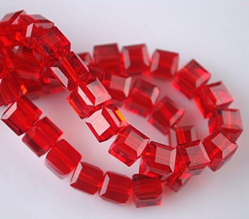 Red - 50pcs 8mm Faceted Cube Square Glass Crystal Charms Loose Spacer Beads 36 Colors