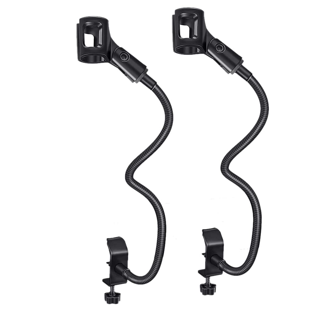 Povxlum 2 Pcs Microphone Adjustable Stand Flexible Gooseneck Desktop Stands Desk Clamp Recording Equipment for Meeting Lecture