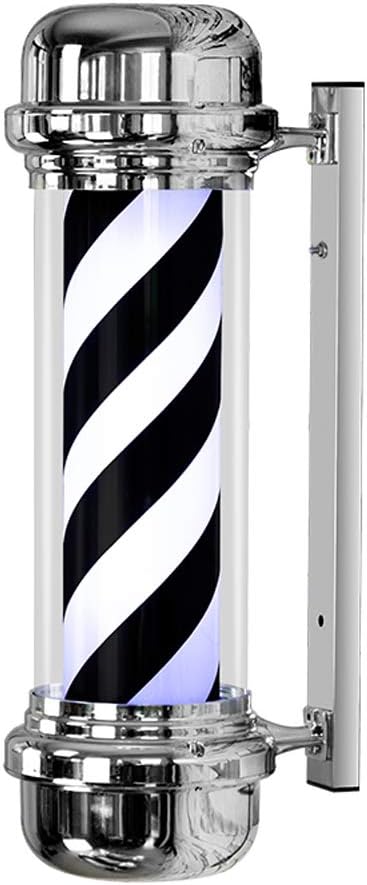 73CM LED Barber Pole 38CM White Black Rotating Illuminating Stripes Waterproof Light Hair Salon Shop Sign Wall-Mounted Lamp
