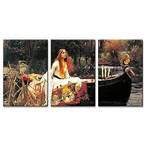 3 Panel World Famous Painting Reproduction on Canvas Wall Art - The Lady of Shalott by John William Waterhouse - Modern Home Art Ready to Hang - 16"x24" x 3 Panels