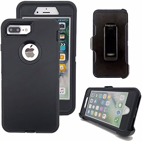 iPhone 7 case, [HEAVY DUTY] Defender Armor 3 in 1 Built-in Screen Protector Rugged Cover Dust-Proof Shockproof Drop-Proof Scratch-resistant Tough Shell for Apple iPhone 7 (BLACK) (BLACK)