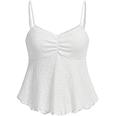 SOLY HUX Women's Peplum Tops Summer Casual Ruched Flowy Going Out Top Spaghetti Strap Tank Camisole