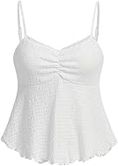 SOLY HUX Women's Peplum Tops Summer Casual Ruched Flowy Going Out Top Spaghetti Strap Tank Camisole