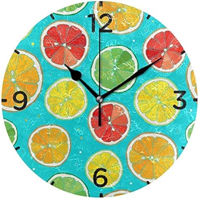 Amazon Com Retro Lemon Orange Citrus Fruit Silent Non Ticking Wall Clock For Boys Girls Battery Operated Clocks For Living Room Bedroom Child Kids Gift Home Kitchen