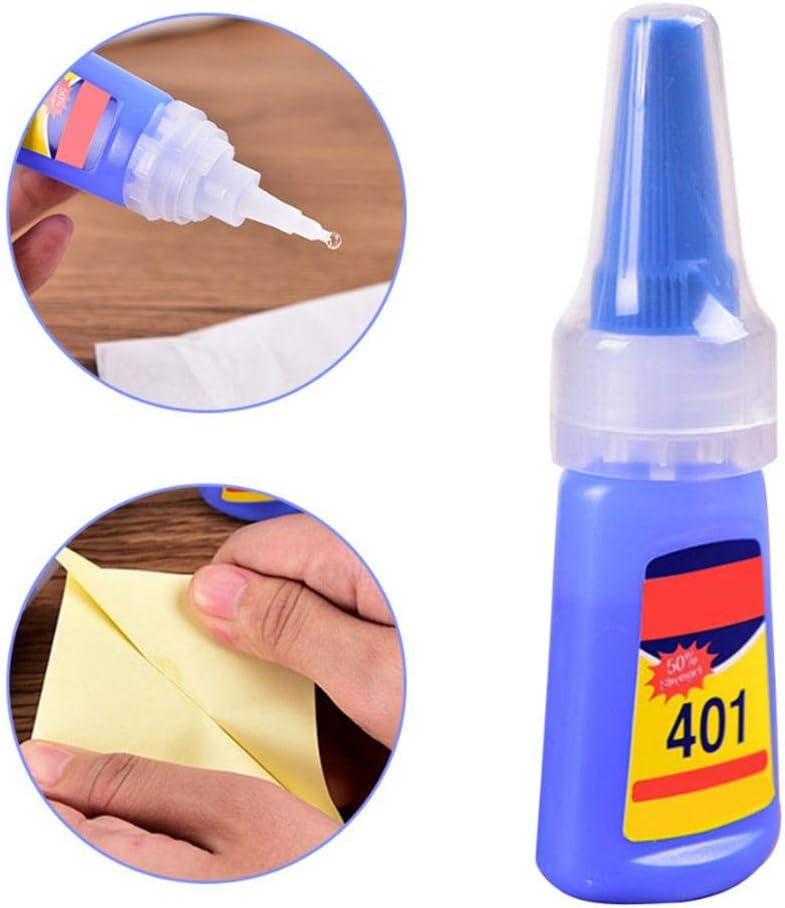 tralasume Reference Title: Multi-Purpose 401 Super Strong Liquid Glue 20g Liquid Glue Wood Products Plastic Toys Mobile Phone Shell Glue School Office Home Supplies