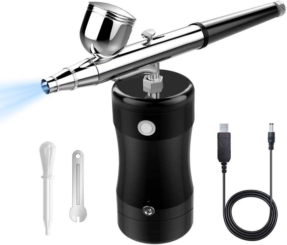 Mucool Airbrush Kit, Single-Action USB Rechargeable Handheld Mini Air Compressor Airbrush Set, Portable Cordless Airbrush Spray Gun, Air Brush Pen, for Makeup, Tattoo, Craft, Nail Art, Model Coloring