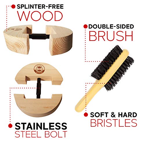 HAT MATE Premium Hat Stretcher with Bonus Hat Brush Solid Wood, One