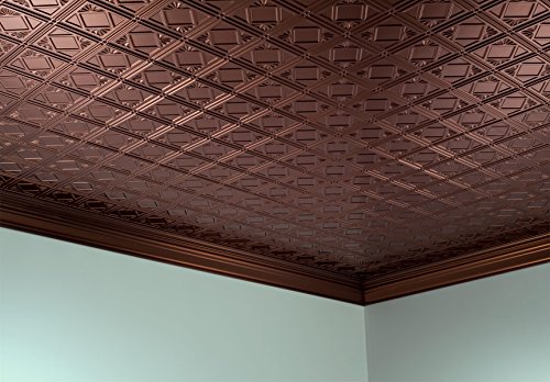 Fasade Easy Installation Traditional 4 Oil-Rubbed Bronze Glue Up Ceiling Tile / Ceiling Panel (2' x 4' Panel)
