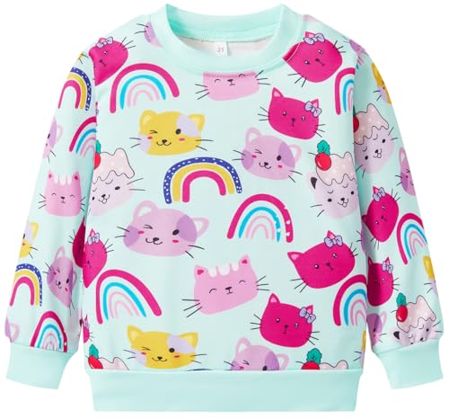 RETSUGO Girls Cat Shirt Girls Fall Winter