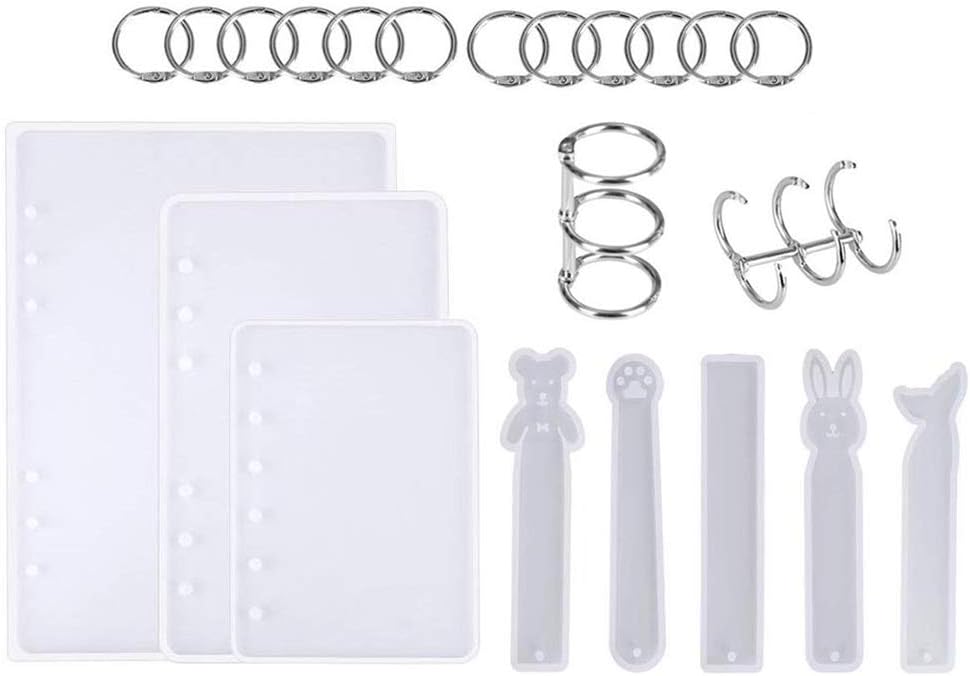 Eyesssty 22pcs Resin Casting Molds for Notebook Cover Silicone Resin Mold for Jewelry DIY
