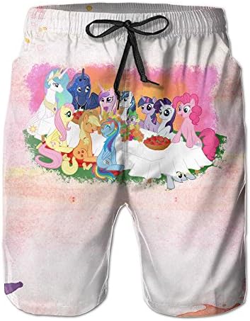 Fashion Men's My Little Pony Beach Shorts Beach Trunks Summer Tropical Quick Dry Sports Shorts XX-Large