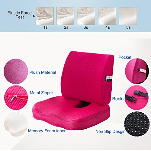 image for Lower back Support Orthopedic Memory Foam Seat Cushion and Lumbar Supp
