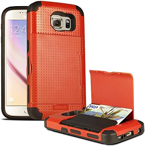 Galaxy S6 Case, Smuggler PocketStash Case for Samsung Galaxy S6 RED TPU Shock Absorbent Dual Layer Design with Cushion and Reinforced Thickened Wallet Stand with Pocket for Samsung Galaxy S6