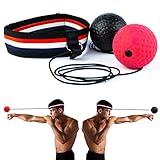 Boxing Punching Ball with Adjustable & Anti-Slip Inner Layer Headband | 2 Difficulty Levels of Speed Boxing Reflex Ball on String to Improve Adult/Kids Hand Eye Coordination, Speed and Reaction