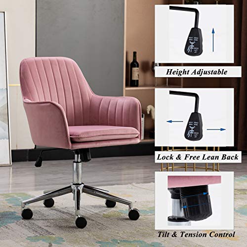 Artechworks Modern Home Office Chair Velvet Desk Chair with Metal Base Mid Back Cute Ergonomic