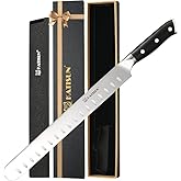 KATISUN Brisket Knife, 12 Inch Carving & Slicing Knife for Meat Cutting, BBQ, Razor Sharp German Steel, Sheath Included, Ergonomic Handle Design, Grilling Gifts for Men