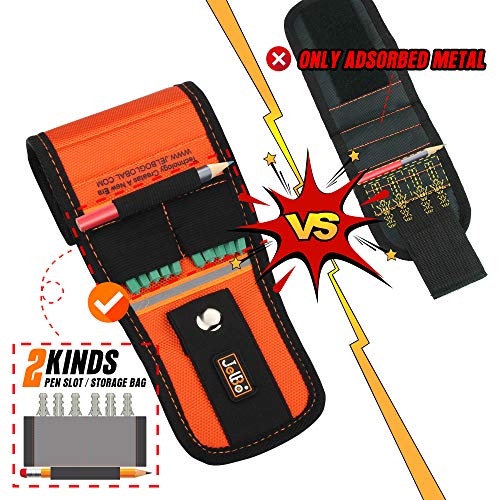 JelBo Magnetic Wristband, Magnetic Tool Belt Holder, Adjustable Tool Organizer Screw Holder with Powerful Magnets for Holding Screws, Tools, Nails, Drill Bits