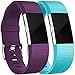 Replacement Accessories Bands for Fitbit Charge 2 (2 Pack), Plum and Teal, Large