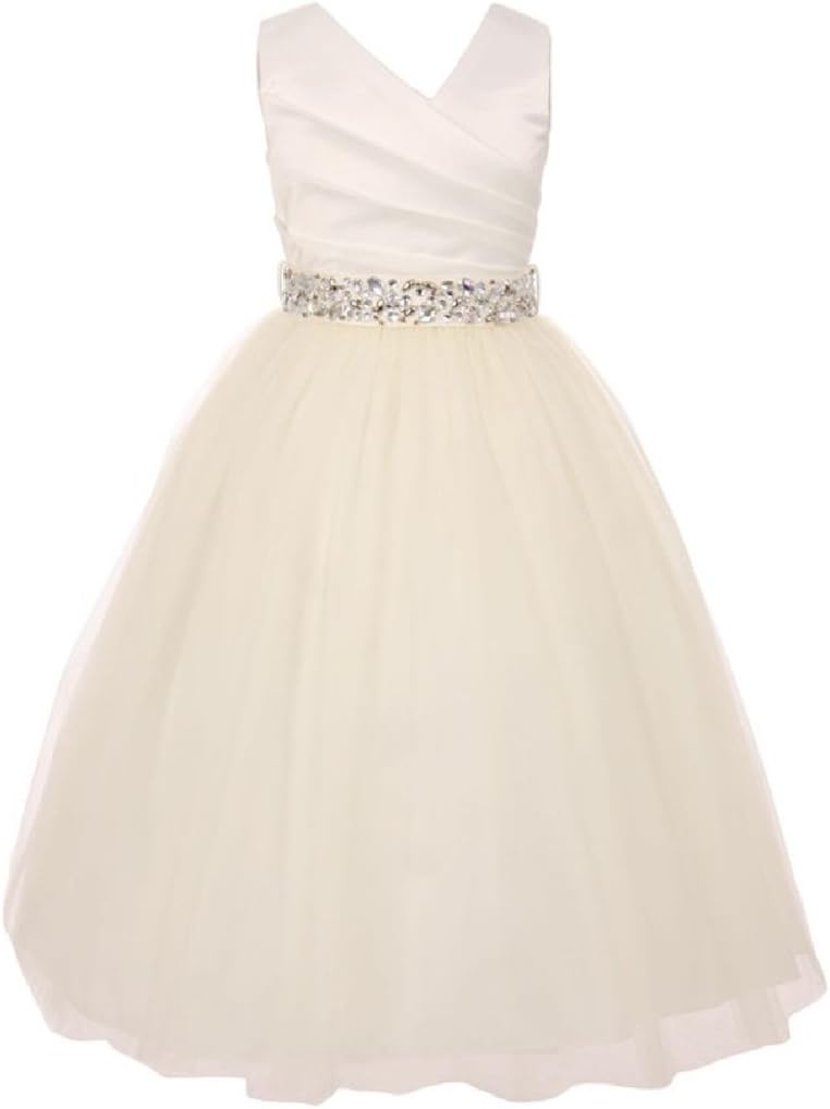 Dreamer PGirls Dress Custom Rhinestone Belt Communion Wedding Flowers Girls Dresses 2-14