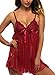 beautyin Women's Lace Babydoll Lingerie Sexy Chemise Sleepwear with G String Set