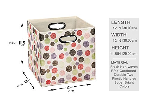(6pack Polka) Larger Storage Bins, Containers, Boxes, Tote, Baskets| Two Plastic Handles Collapsible Storage Cubes For Household Organization |Nursery or Offices Storages Drawer (Polka 6pack, Large)