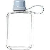 Qusmeiyici 8.2 oz/240 ml Flat Travel Water Bottle, BPA Free Tritan Reusable Plastic Water Bottles Square Plastic Flask Pocket for Camping, Fitness, Outdoor Sports, Fits Purse and Pocket(Blue)