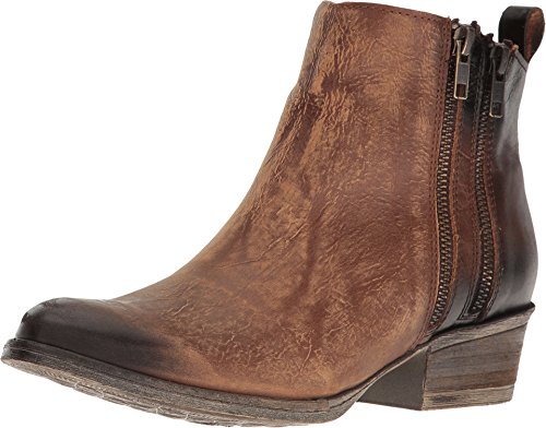 Corral Women's 6-inch Burnished Brown Double Zipper Round Toe Distressed Leather Booties - 10.5 B