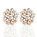 Ownsig Lady Charming Bloomy Four Leaf Clover Flowers Rhinestone Ear Stud Earrings Pink