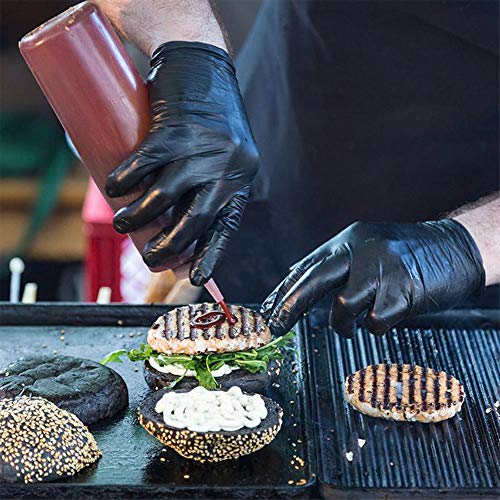 NOSAME Disposable Nitrile Gloves-5 mil Thick,Latex Free,Powder Free,Textured,Black,Large,Non-sterile,Exam,Cleaning Professional Grade for Automotive,Food Handling,BBQ,Dishwashing,Painting (Black, L)