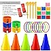 FEPITO 6 in 1 Outdoor Games Combo Set Carnival Cornhole Bean Bags Ring Toss Game Supplies 36 Pcs Set for Field Day Games