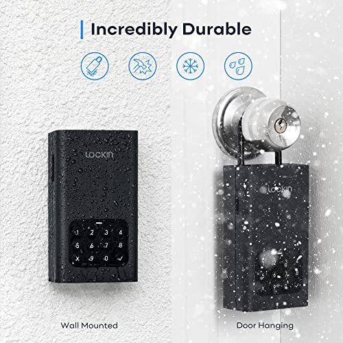 Lockin Lock Box L1, Wireless Smart Lockbox for House Key Outdoor Wall
